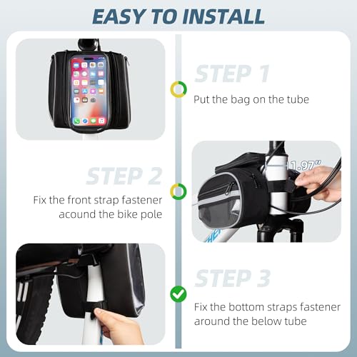 Bike Frame Bag, Bicycle Handlebar Phone Black