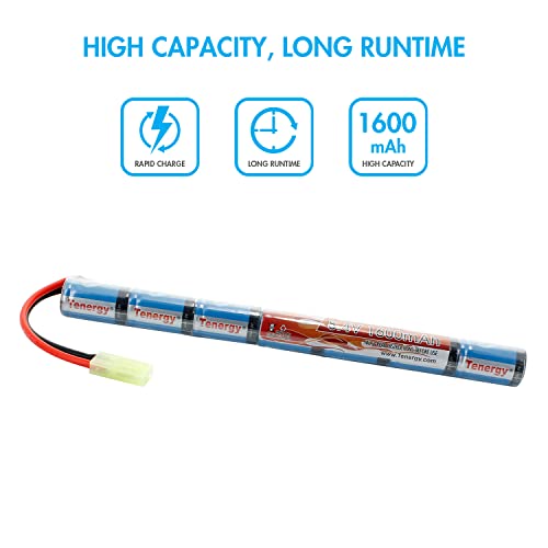 9.6V 1600mAh NiMH Airsoft Battery Pack with Mini Tamiya Connector