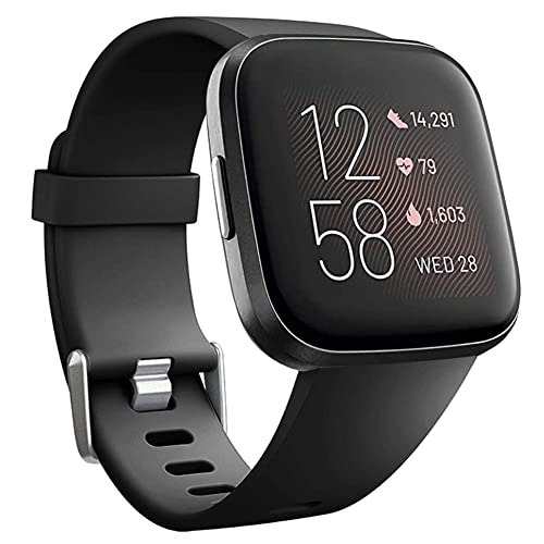 Silicone Replacement Bands for Fitbit Versa - Black, Large