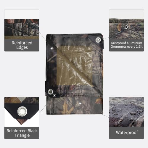 6ft x 8ft Tree Camo Heavy Duty Waterproof Tarp Cover 9 Mil for Outdoor Camping & Hunting