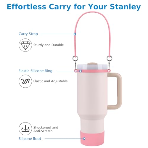 Silicone Water Bottle Sling with Strap and Boot - Pink