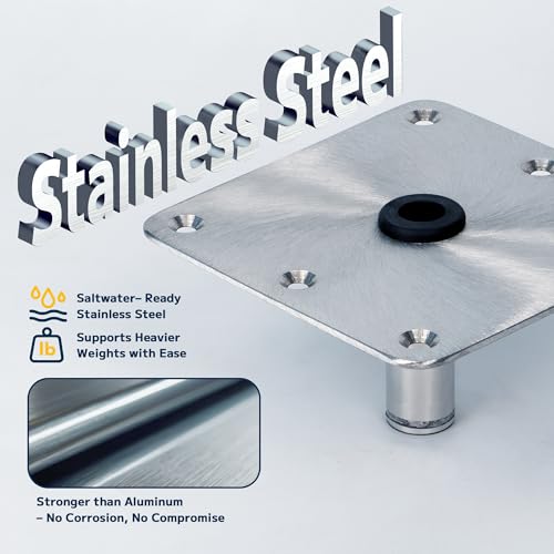 Marinexplore 2 Pack Stainless Steel Boat Seat Base 7x7 inch for 3/4" Pin Post Socket