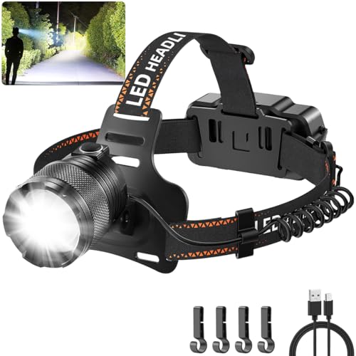 Super Bright Rechargeable Headlamp - 3000LM, 90° Adjustable, 4 Modes - 1 Pack