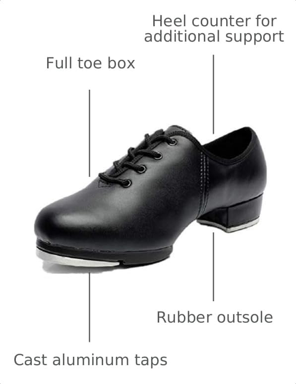 BeiBestCoat Synthetic Men’s Tap Shoes Oxford Black 13 / Ergonomic Dance Footwear