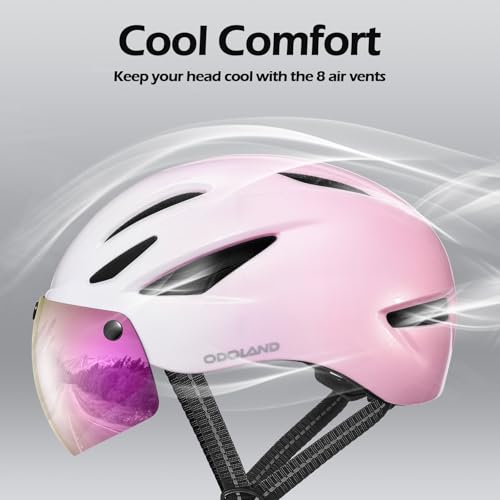 Adult Bike Helmet with Magnetic Visor - Gradient Rose Pink