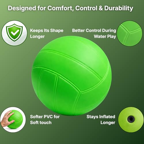 BAMMAX Green Soft Touch Waterproof Size 5 Pool Volleyball for Pool & Beach