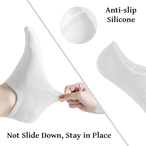 No Show Socks for Women - Thin Cotton Non-Slip - 6 Pairs, Black
