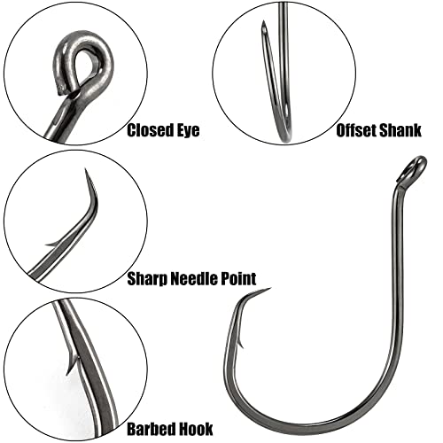 Octopus Circle Hooks - 100 Pack Black #6 - Fishing Hooks for Saltwater & Freshwater