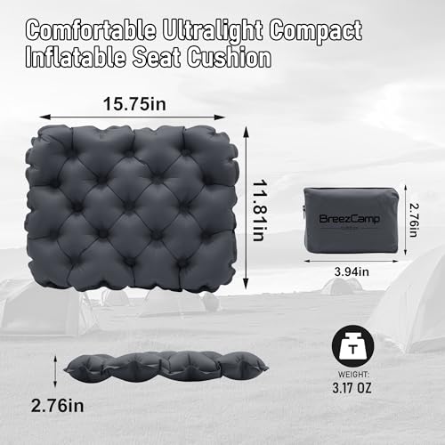 Inflatable Seat Cushion - Lightweight Anti-Slip Travel Pad - Black