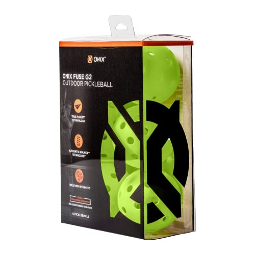 Onix Fuse G2 Outdoor Pickleball Balls – USAPA Approved, Neon Green 6 Pack