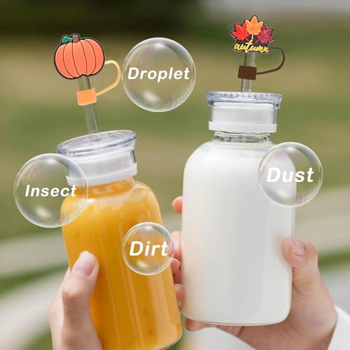 12pcs Fall Straw Toppers - Thanksgiving Silicone Covers for 10mm Straws