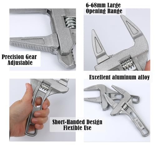 HomeSoGood Wrench Short Shank 6-68 mm Large Openings Bathroom Aluminum Alloy Spanner Wrenches Repair Tool for Plastic Plumbing Tube Washbasin Nut Disassembly