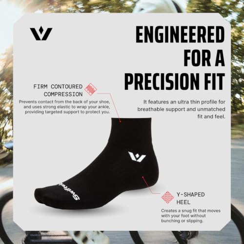 Swiftwick ASPIRE Quarter Crew Socks - Running & Cycling (Medium, White-Circuit) - Men & Women