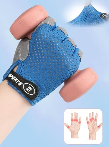 Kids Cycling Gloves - Fingerless, Breathable, Blue, Size M (3-8 Years)