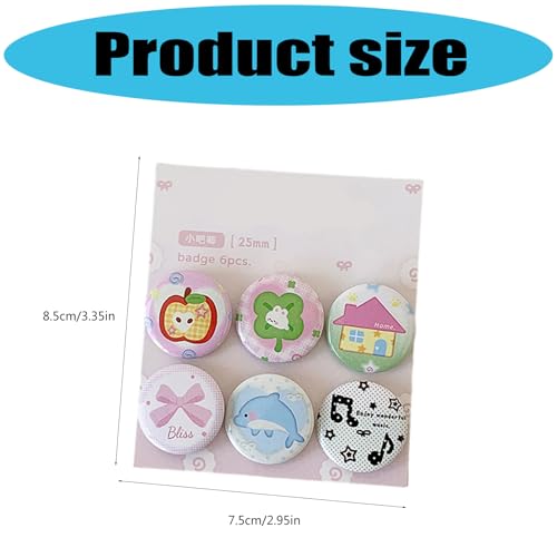 Cartoon Metal Badge Pins - 6 Pcs Decorative Lapel Pins - 8.5x7.5cm