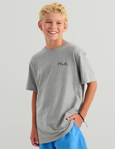 HUK Kids Kc Americana Sharkskin Heather Short Sleeve Performance T-Shirt - Medium