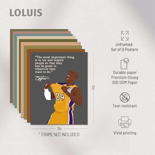 9-Pack Basketball Motivational Posters Set - Unframed 11x14 inch Sports Wall Art for Fans and Athletes