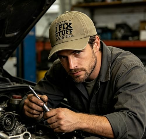 I Fix Stuff & I Know Things Dad Hat - Natural, Gifts for Men, Father's Day, Husband, Grandpa