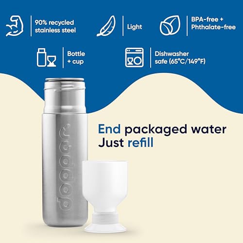 Preserve Dopper Stainless Steel Water Bottle 16.5oz Eco-Friendly Recycled BPA-Free