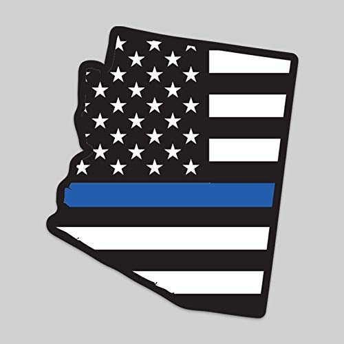 Arizona State Outline American Flag Thin Blue Line Vinyl Decal - 5"