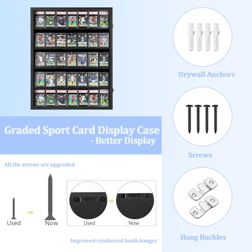 Wall-Mounted Sports Card Display Case for Graded Cards | Matte Black