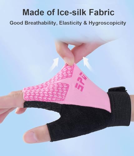 Fingerless Bike Gloves for Girls - Medium Pink, Non-Slip Design