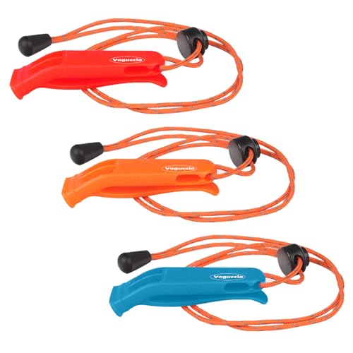 3-Pack Emergency Survival Whistle - 120dB Loud Safety Alert with Lanyard - Red/Orange/Blue