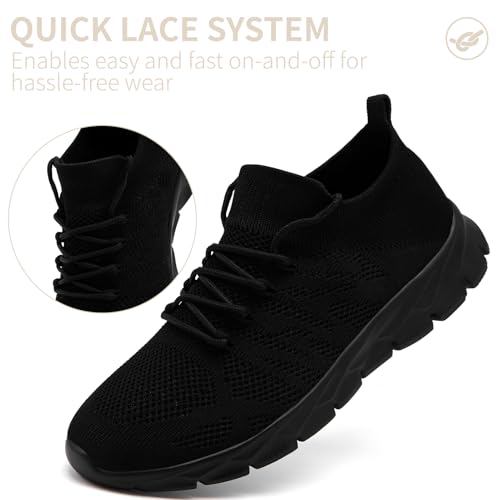 VXGGVX Men's Lightweight Running Tennis Shoes All Black 13 - Athletic Gym Sneakers