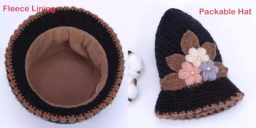 Women's Knitted Wool Beanie Hat - Medium Black