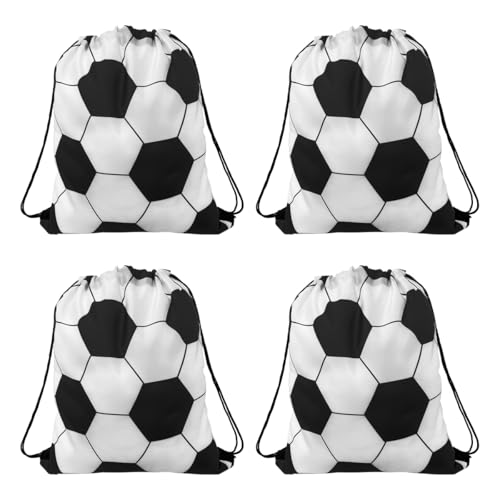 4-Pack Soccer Drawstring Backpacks - Fun Party Gift Bags