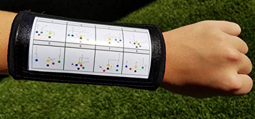Youth Football Wristbands - QB Playbook Wrist Coach, 5 Pack - Black