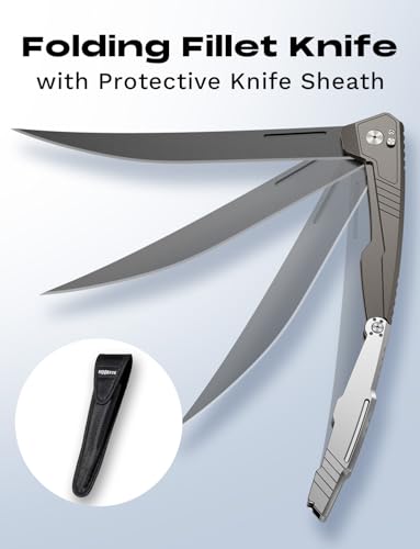 Hook-Eze Folding Fish Fillet Knife with Razor Sharp Blade & Carabiner, 12.5” Outdoor Boning & Skinning Knife