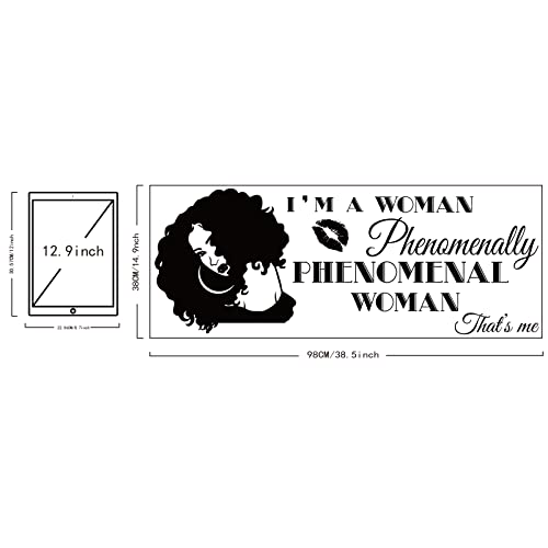SUPERDANT Inspirational Wall Sticker I am a Phenomenal Woman Quotes Woman Avatar Pattern Women's Motivation Wall Decor Sticker Vinyl Art Wallpaper Decal for Living Room Home Decor 38x15in