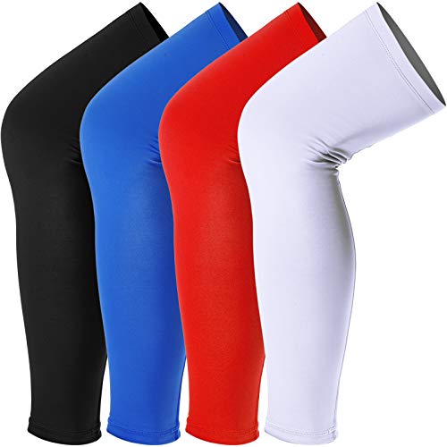 Skylety 4 Pack UV Protection Leg Sleeves for Men Women - Black Blue White Red, Large