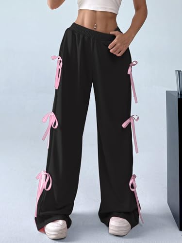 Verdusa Women's Y2K Style Wide Leg Parachute Pants Baggy Streetwear Sweatpants