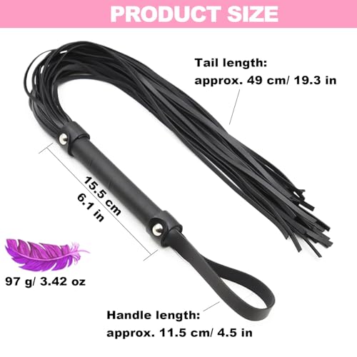 24-Inch Black Riding Crop - Soft Multi-Tail Leather Whip