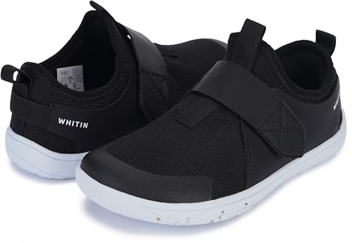 WHITIN Kid Wide Barefoot Sneakers - Boys & Girls Elastic Opening, Black Multi, W8K3, 3 Wide Big Kid