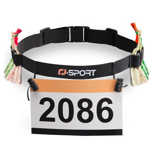 Race Number Belt with 6 Gel Loops for Triathlon - Black