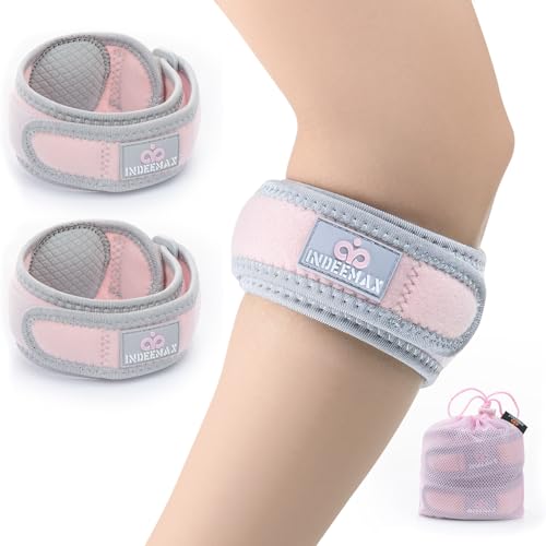INDEEMAX Pink One Size 2-Pack Tennis Elbow Brace for Tendonitis & Golfers Elbow Support