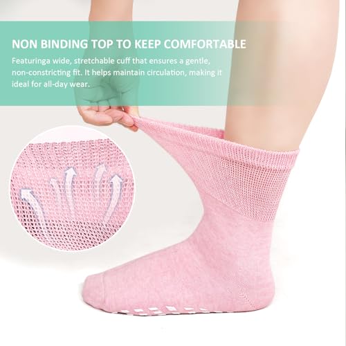 Non Slip Grip Socks for Women - Pink, 1 Pair