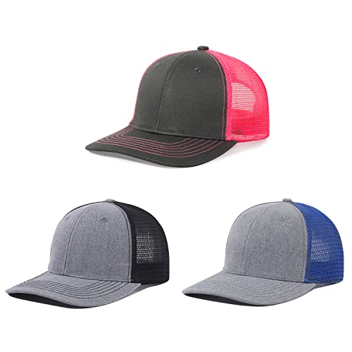 Kozinu 3 Pack Unisex Trucker Hats Mesh Snapback - Blank Hats for Men & Women