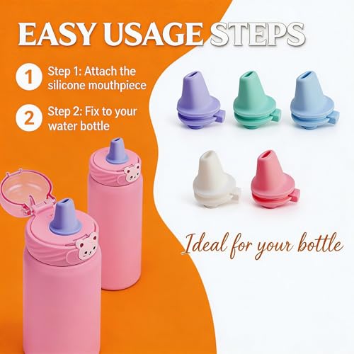 5 Pack Bite Valve Replacement for Ello Cooper Water Bottles - Silicone Spouts
