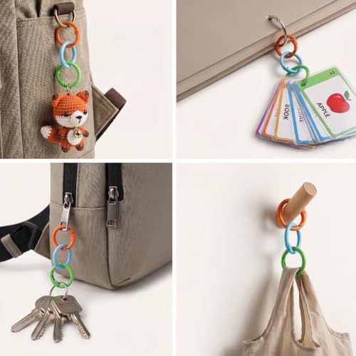 60-Pack Colorful Spring O Rings - Metal Key Ring Clips