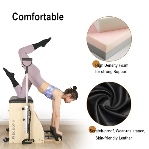 Pilates Combo Chair with Handles - Split Pedal Stability - Black