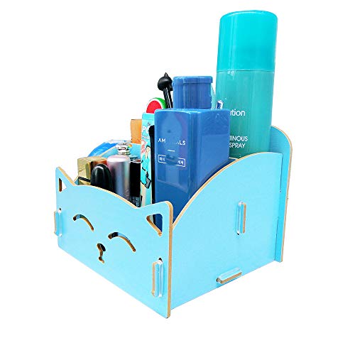 Cat-Themed DIY Desk Organizer - Folding Pen & Pencil Holder - Blue