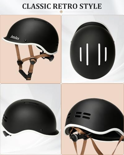 Jetxles Carbon Black Adult Ebike Helmet L 57-61cm Retro Visor Commuter Gear