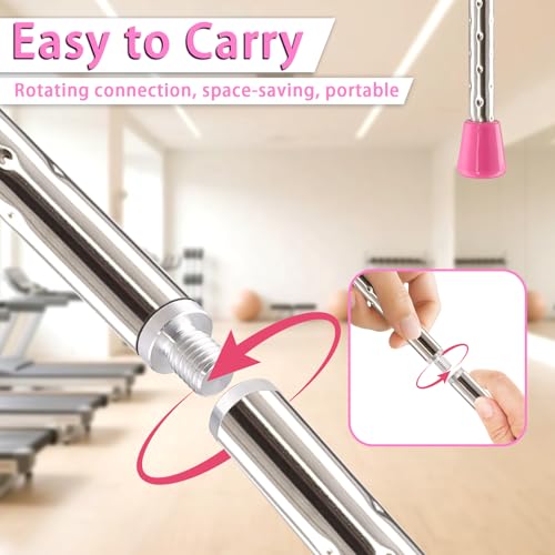 21.6" Twirling Baton - Stainless Steel with 2 Ribbons & 3 Hair Bands - Silver and Pink