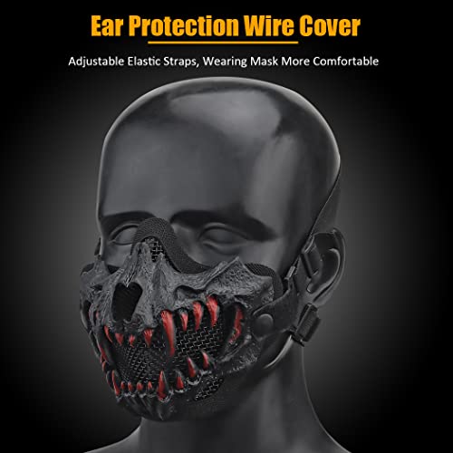 Tactical Airsoft Half Face Mask - Black Skeleton Design