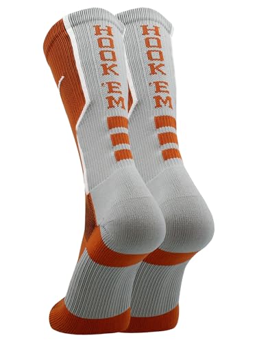 NCAA Perimeter Crew Socks - Small, Orange/White Athletic Performance