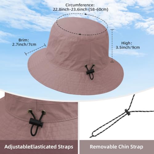 Durio Dusty Pink Waterproof UV 50+ Bucket Hat for Women, UPF Sun Hat
